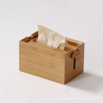 Tissue box holder tissue adjustable bamboo wood box